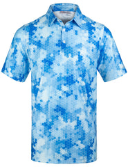 Blue Camouflage Golf Polo Shirt for Men