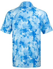 Blue Camouflage Golf Polo Shirt for Men