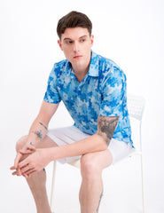 Blue Camouflage Golf Polo Shirt for Men