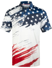 Patriotic USA Flag Golf Polo Shirt for Men