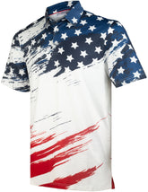 Patriotic USA Flag Golf Polo Shirt for Men