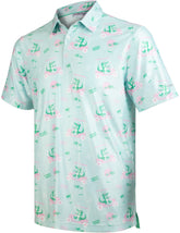 Crocodile Tropical Coconut Tree Golf Polo Shirt for Men