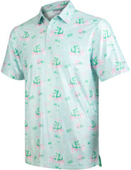 Crocodile Tropical Coconut Tree Golf Polo Shirt for Men