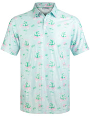 Crocodile Tropical Coconut Tree Golf Polo Shirt for Men