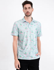 Crocodile Tropical Coconut Tree Golf Polo Shirt for Men