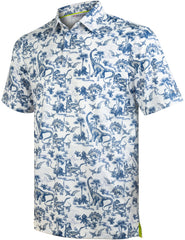 Dinosaur Jurassic Tropical Leaf Golf Polo Shirt for Men