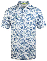 Dinosaur Jurassic Tropical Leaf Golf Polo Shirt for Men