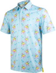 Turquoise Blue Taco Dinosaur Coconut Tree Golf Polo Shirt for Men