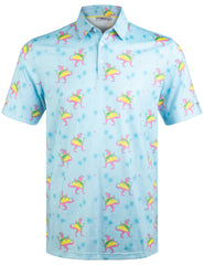 Turquoise Blue Taco Dinosaur Coconut Tree Golf Polo Shirt for Men