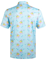 Turquoise Blue Taco Dinosaur Coconut Tree Golf Polo Shirt for Men