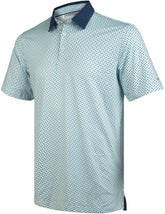 Green Geometric Umbrella Golf Polo Shirt for Men