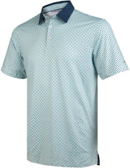 Green Geometric Umbrella Golf Polo Shirt for Men