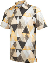 Orange Geometric Triangle Golf Polo Shirt for Men