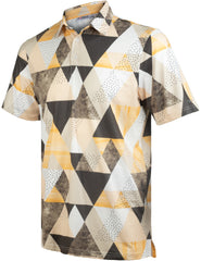 Orange Geometric Triangle Golf Polo Shirt for Men