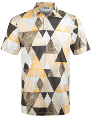 Orange Geometric Triangle Golf Polo Shirt for Men