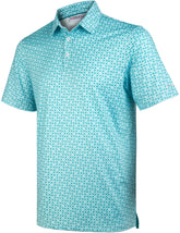 Green Square Geometric Golf Polo Shirt for Men