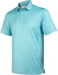 Green Square Geometric Golf Polo Shirt for Men