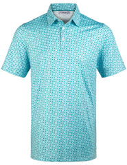 Green Square Geometric Golf Polo Shirt for Men