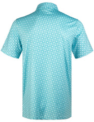 Green Square Geometric Golf Polo Shirt for Men