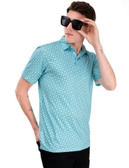 Green Square Geometric Golf Polo Shirt for Men