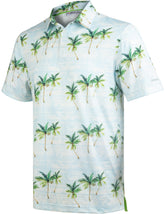 White Tropical Coconut Tree Golf Polo Shirt for Men