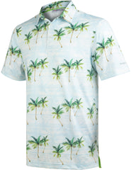 White Tropical Coconut Tree Golf Polo Shirt for Men