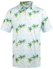 White Tropical Coconut Tree Golf Polo Shirt for Men