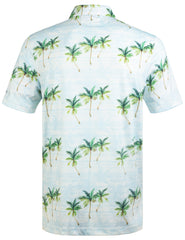 White Tropical Coconut Tree Golf Polo Shirt for Men
