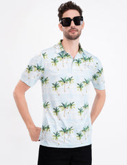 White Tropical Coconut Tree Golf Polo Shirt for Men