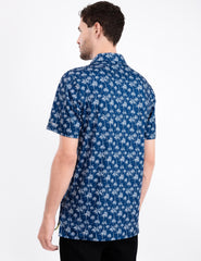 Navy Tropical Coconut Palm Tree Golf Polo Shirt for Men