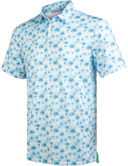 White Tropical Coconut Palm Tree Golf Polo Shirt for Men