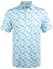 White Tropical Coconut Palm Tree Golf Polo Shirt for Men