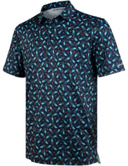 Navy Pineapple Tropical Coconut Tree Golf Polo Shirt for Men