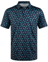 Navy Pineapple Tropical Coconut Tree Golf Polo Shirt for Men
