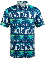 Bigfoot Coconut Tree Floral Tropical Golf Polo Shirt for Men