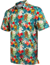 Funny Bigfoot Floral Tropical Golf Polo Shirt for Men