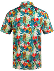 Funny Bigfoot Floral Tropical Golf Polo Shirt for Men