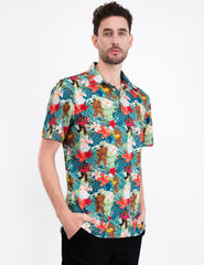 Funny Bigfoot Floral Tropical Golf Polo Shirt for Men