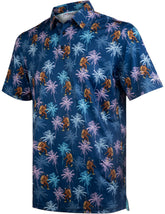 Navy Bigfoot Floral Tropical Golf Polo Shirt for Men