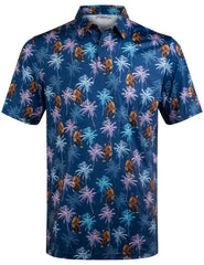 Navy Bigfoot Floral Tropical Golf Polo Shirt for Men