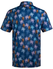Navy Bigfoot Floral Tropical Golf Polo Shirt for Men