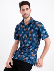 Navy Bigfoot Floral Tropical Golf Polo Shirt for Men