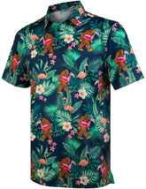 Green Bigfoot Floral Tropical Golf Polo Shirt for Men