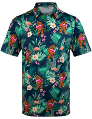 Green Bigfoot Floral Tropical Golf Polo Shirt for Men