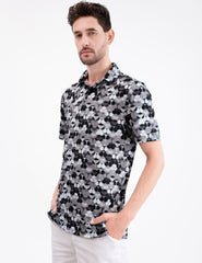 Black Whaile Tail Golf Polo Shirt for Men