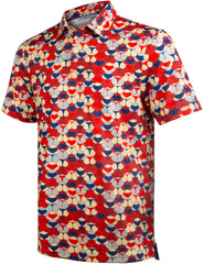 Red Whaile Tail Golf Polo Shirt for Men