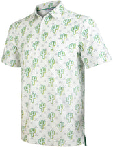White Cactus Funny Golf Polo Shirt for Men