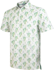 White Cactus Funny Golf Polo Shirt for Men