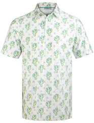 White Cactus Funny Golf Polo Shirt for Men