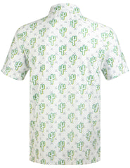 White Cactus Funny Golf Polo Shirt for Men